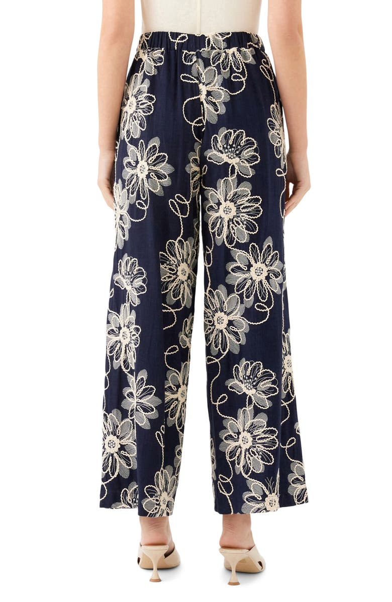 FIFTEEN TWENTY Adara Floral Embroidered Wide Leg Pants, Alternate, color, Navy