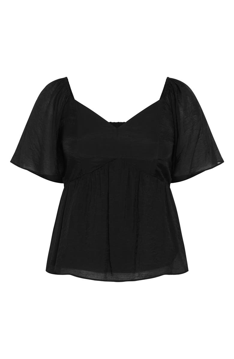 City Chic Marci Flutter Sleeve Top, Alternate, color, Black