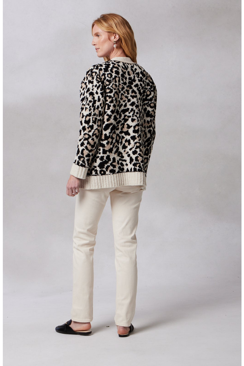 Women's Chenilla Classic Cardigan, Alternate, color, Linen Wheat Black