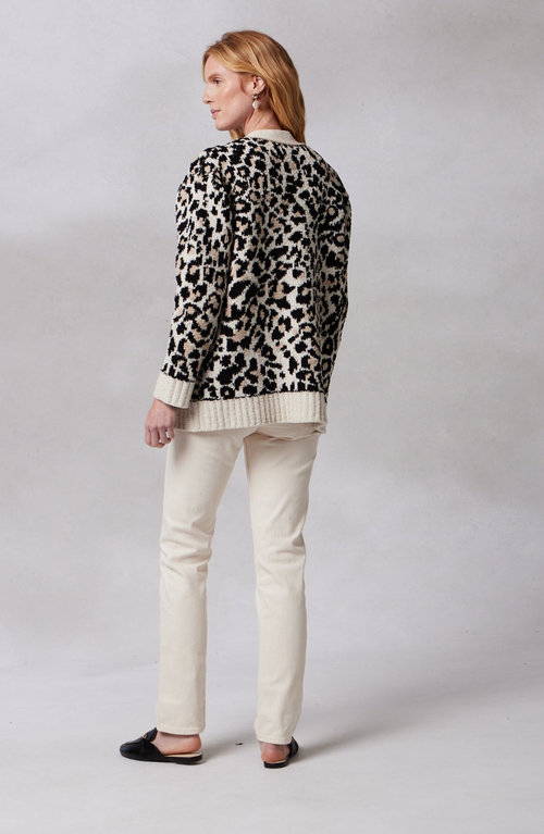 Kashwere Apparel Chenilla Classic Cardigan In Linen Wheat Black