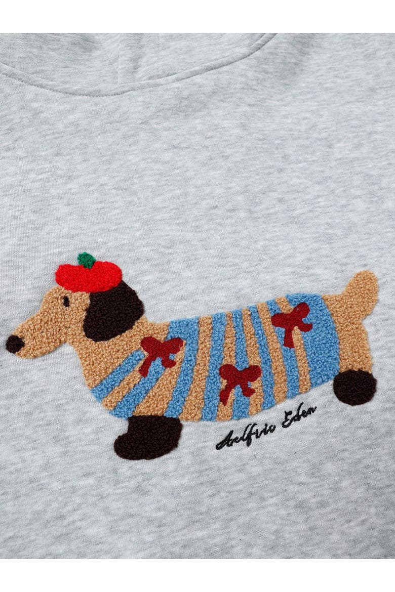 Cartoon Dachshund Hoodie, Alternate, color, Grey