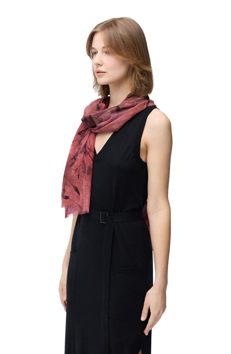 GOBI Mongolian Cashmere Abstract Floral Printed Cashmere Shawl, Alternate, color, Coconut Milk