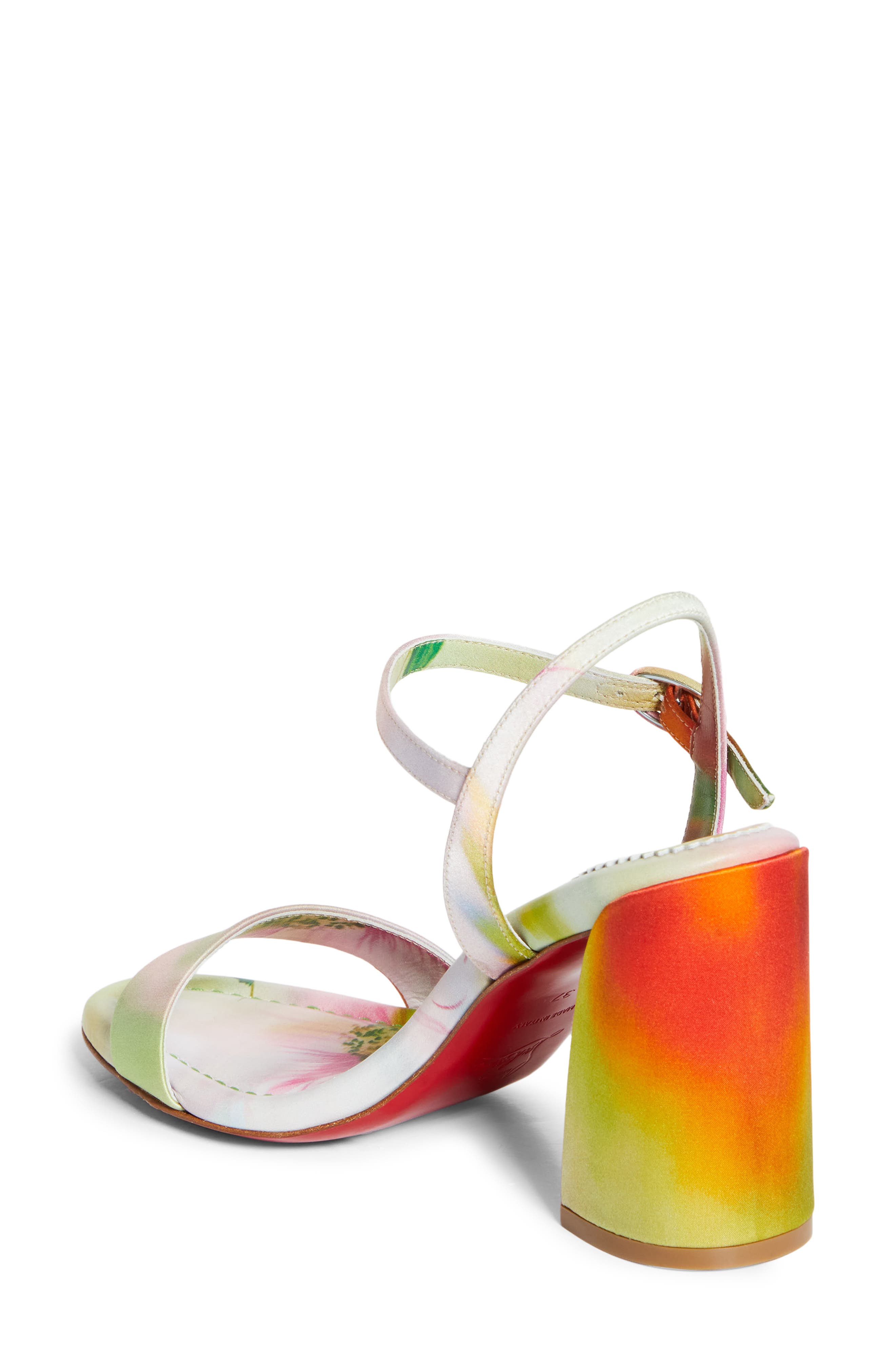 Christian Louboutin Jane Floral Print Block Heel Sandal, Alternate, color, Ivory Multi