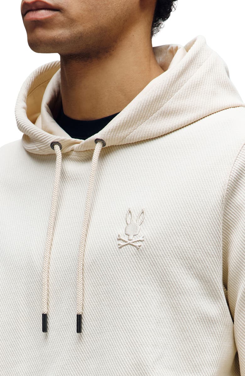 Psycho Bunny Kai Twill Texture Cotton Blend Hoodie, Alternate, color, White Cap Grey