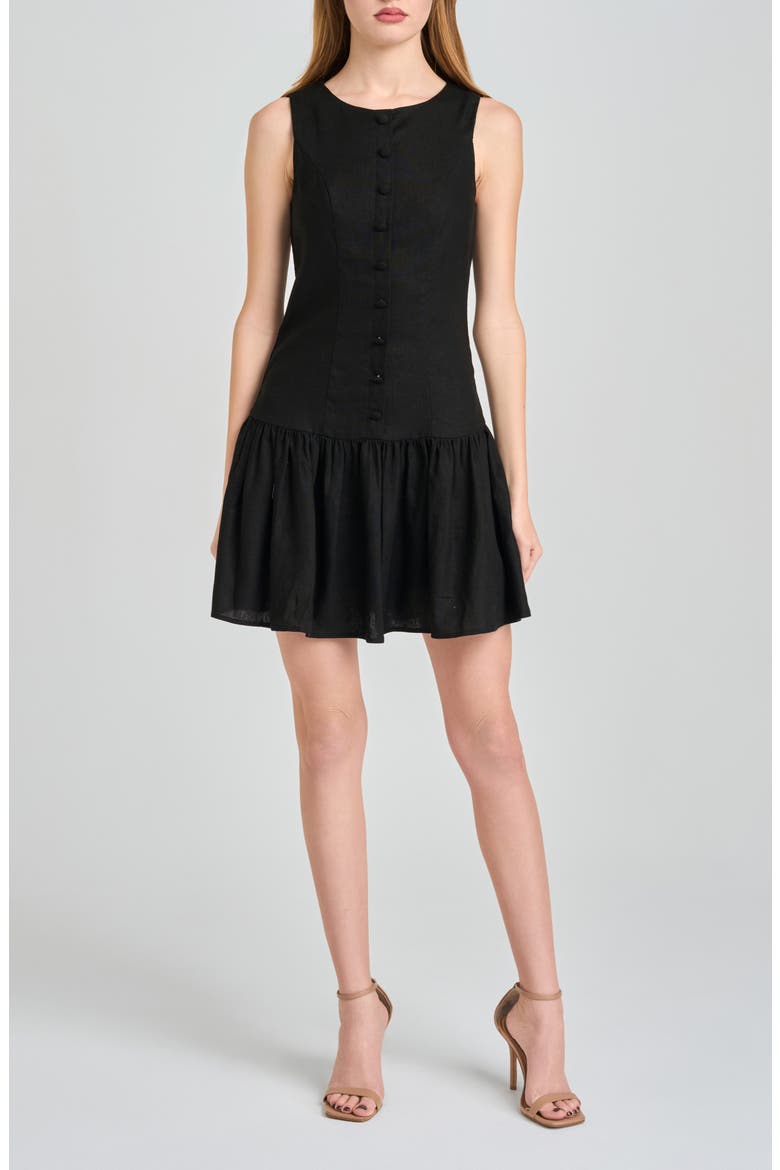 Martini Linen Blend Minidress, Main, color, BLACK