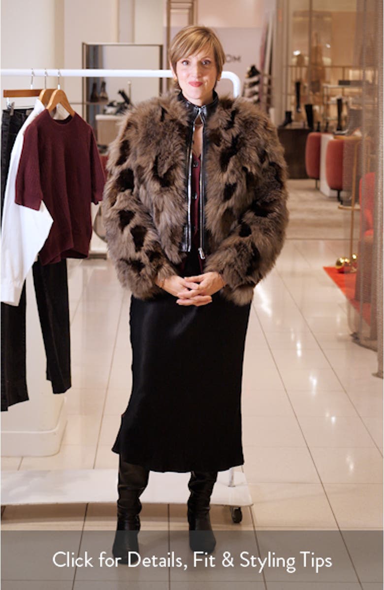 Lillet Faux Fur Patchwork Bomber Jacket, sales video thumbnail