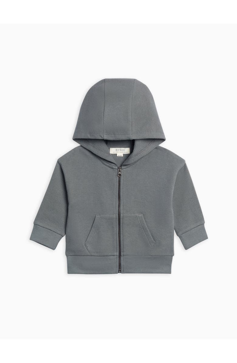 Kendi Meyer Waffle Knit Zipper Hoodie, Main, color, Agave