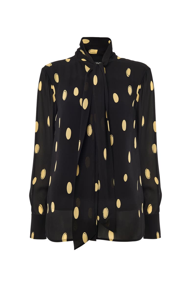 Oval Spot Frill Blouse, Alternate, color, Black/Multi