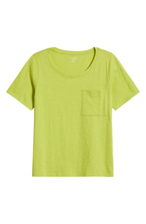 Eileen Fisher Crewneck Pocket Organic Cotton T-shirt In Chartreuse