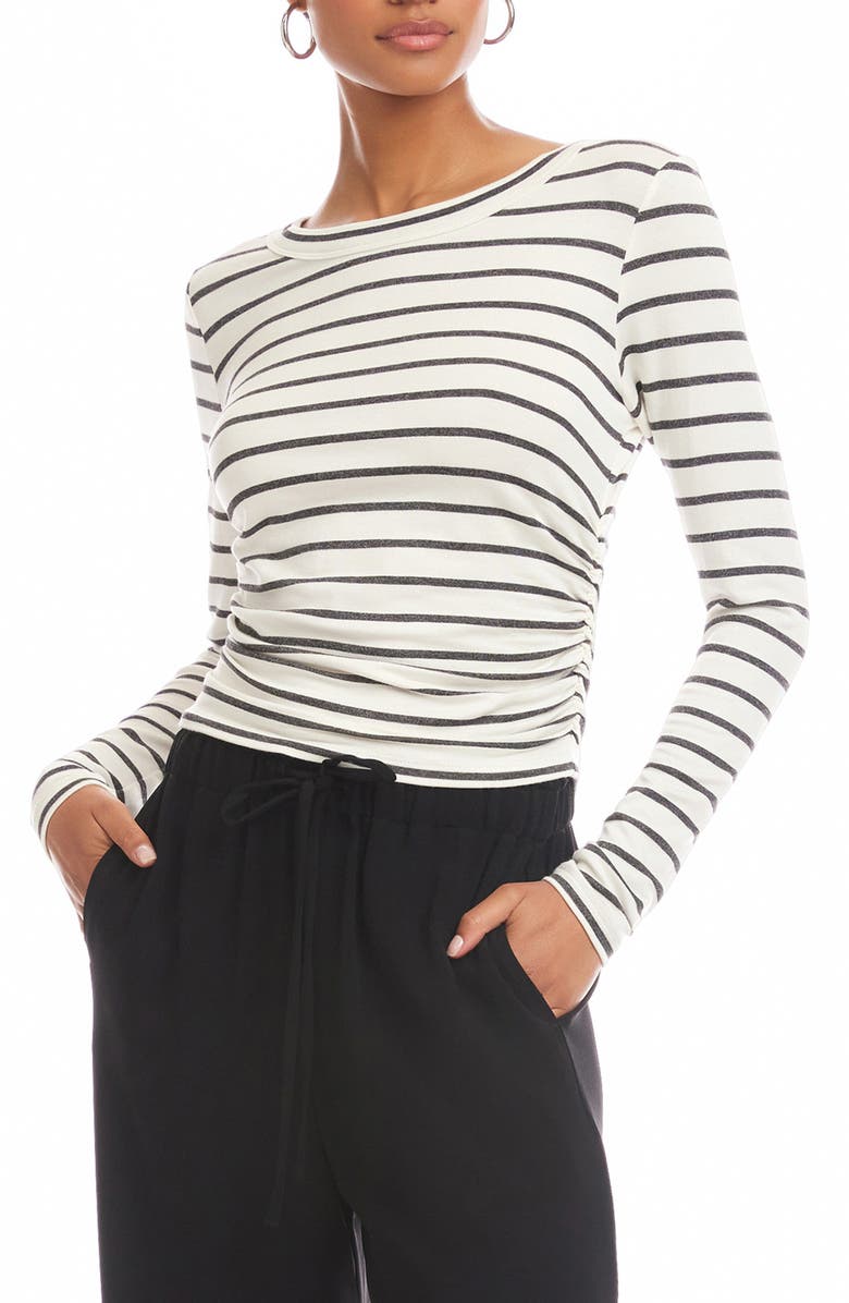 FIFTEEN TWENTY Steff Stripe Ruched French Terry Top, Alternate, color, Stripe