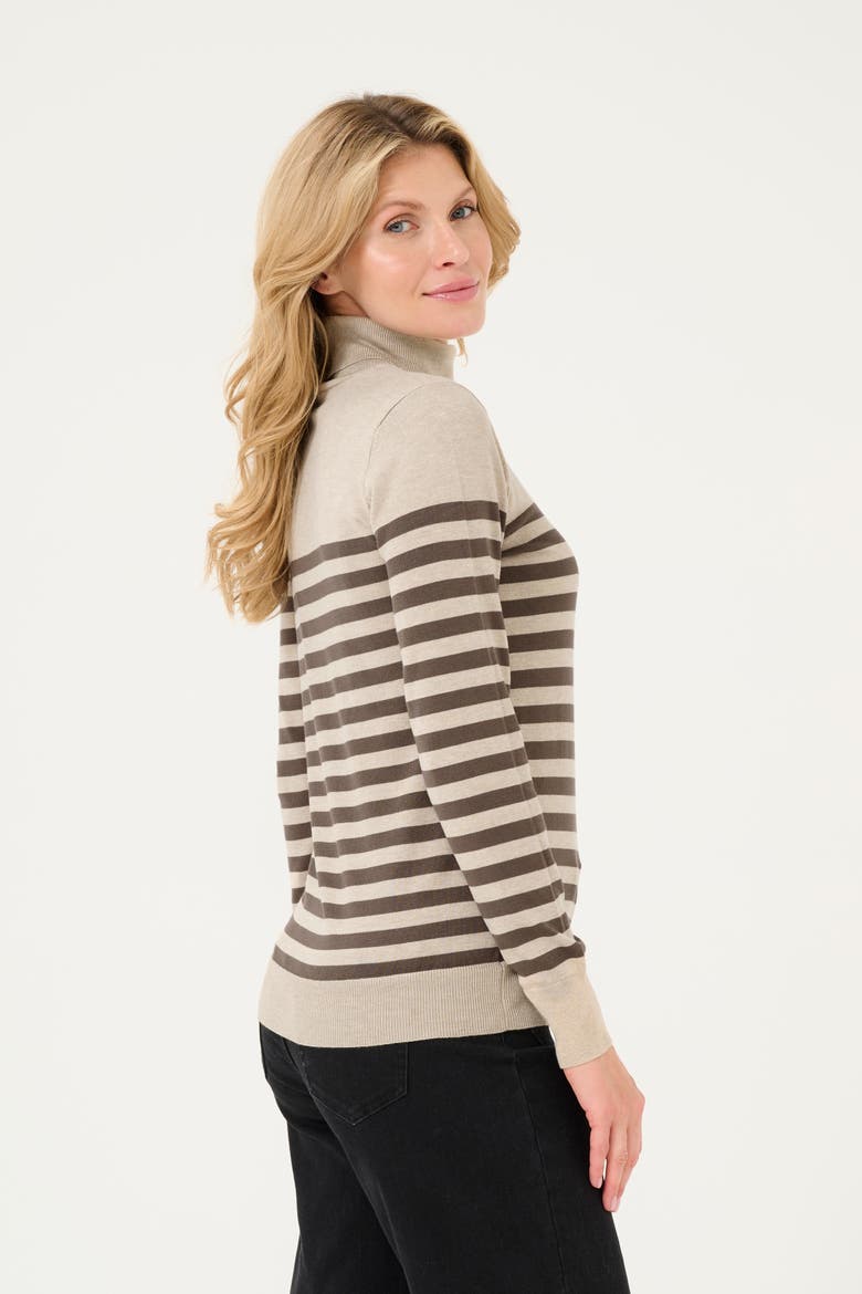 KAlizza Roll Neck Slim Fit Pullover, Alternate, color, Feather Gray/ Brown