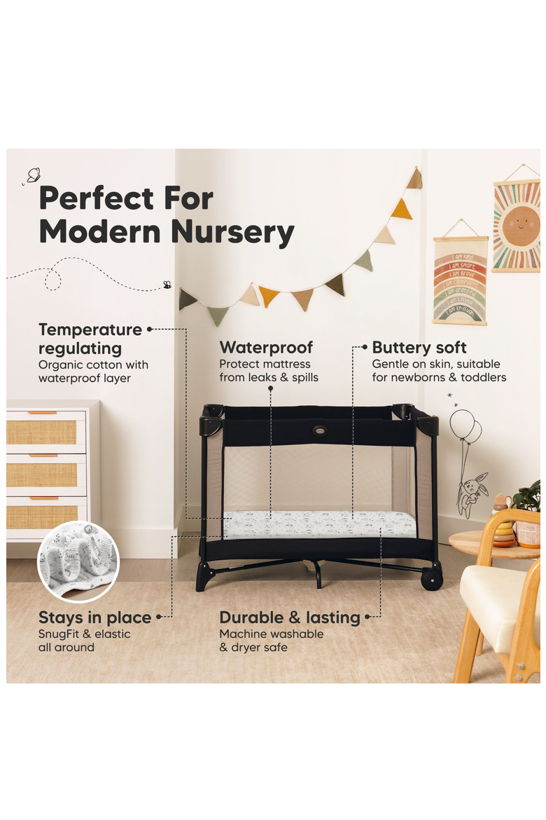 2-Pack Soothe [Protect+] Waterproof Mini Crib Sheets, Alternate, color, KeaSafari