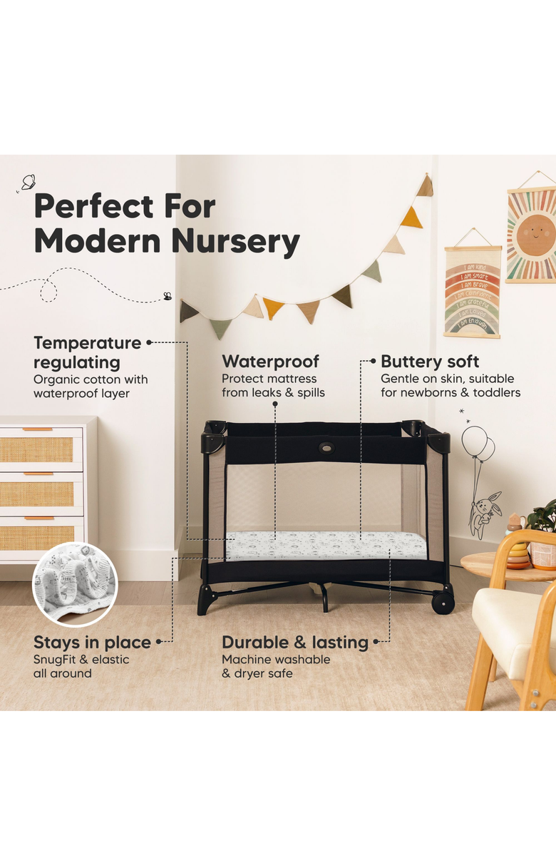 KeaBabies 2-Pack Soothe [Protect+] Waterproof Mini Crib Sheets, Alternate, color, Keasafari