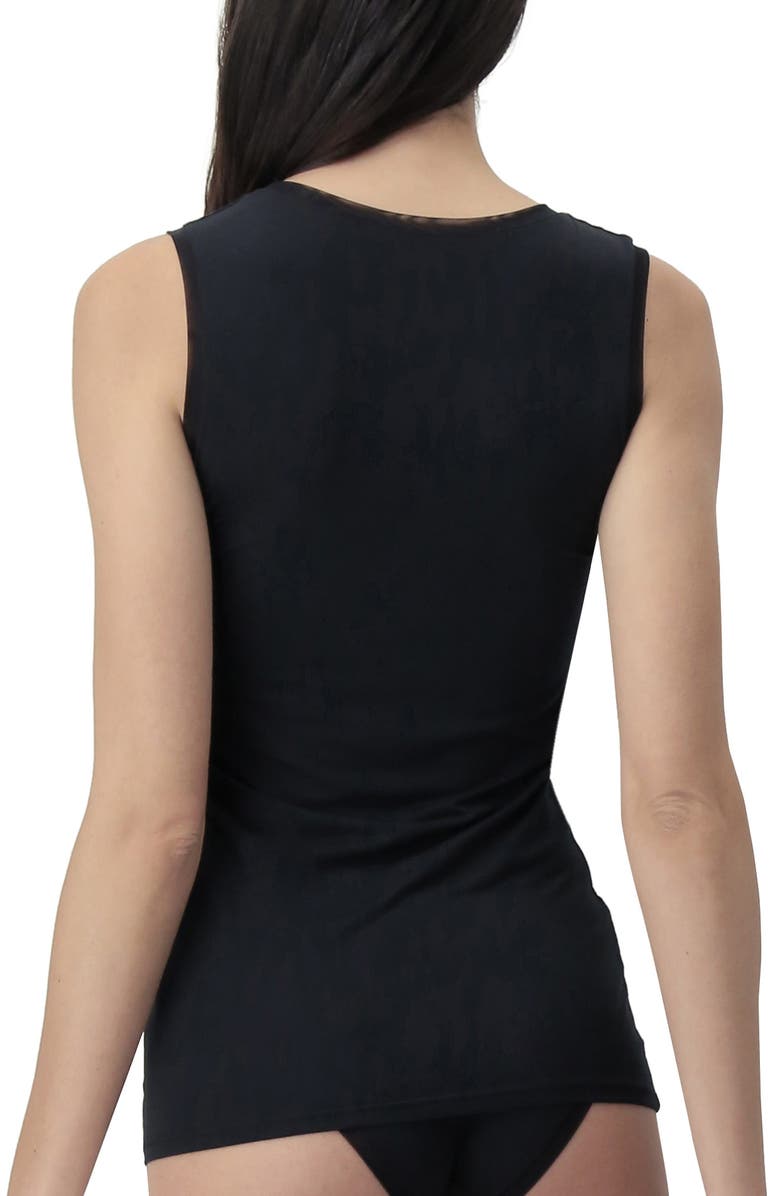 Oroblu Perfect Line Tulle Trim Stretch Modal Tank Top, Alternate, color, Black