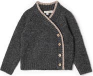 No18 Kids Knit Wrap Button Front Long Sleeve Sweater