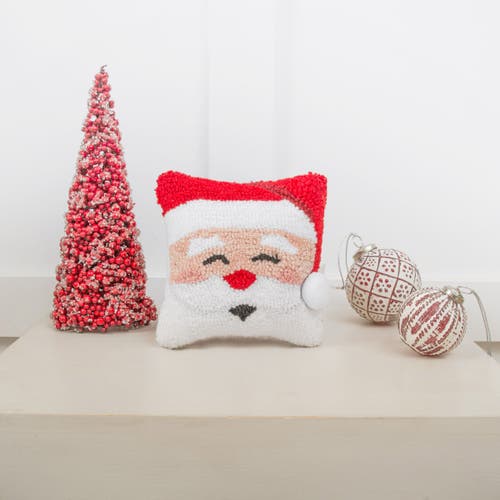 C & F Home C&f Home Happy Santa Claus Small/petite Christmas Hooked Accent Pillow, 8" X 8" In White