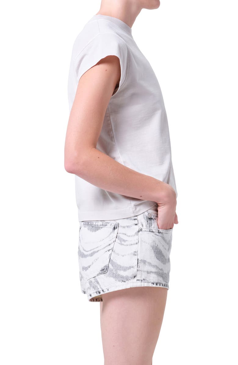 AGOLDE Long Line Bryce Cap Sleeve T-Shirt, Alternate, color, Bone Lt Wsh Greyish White