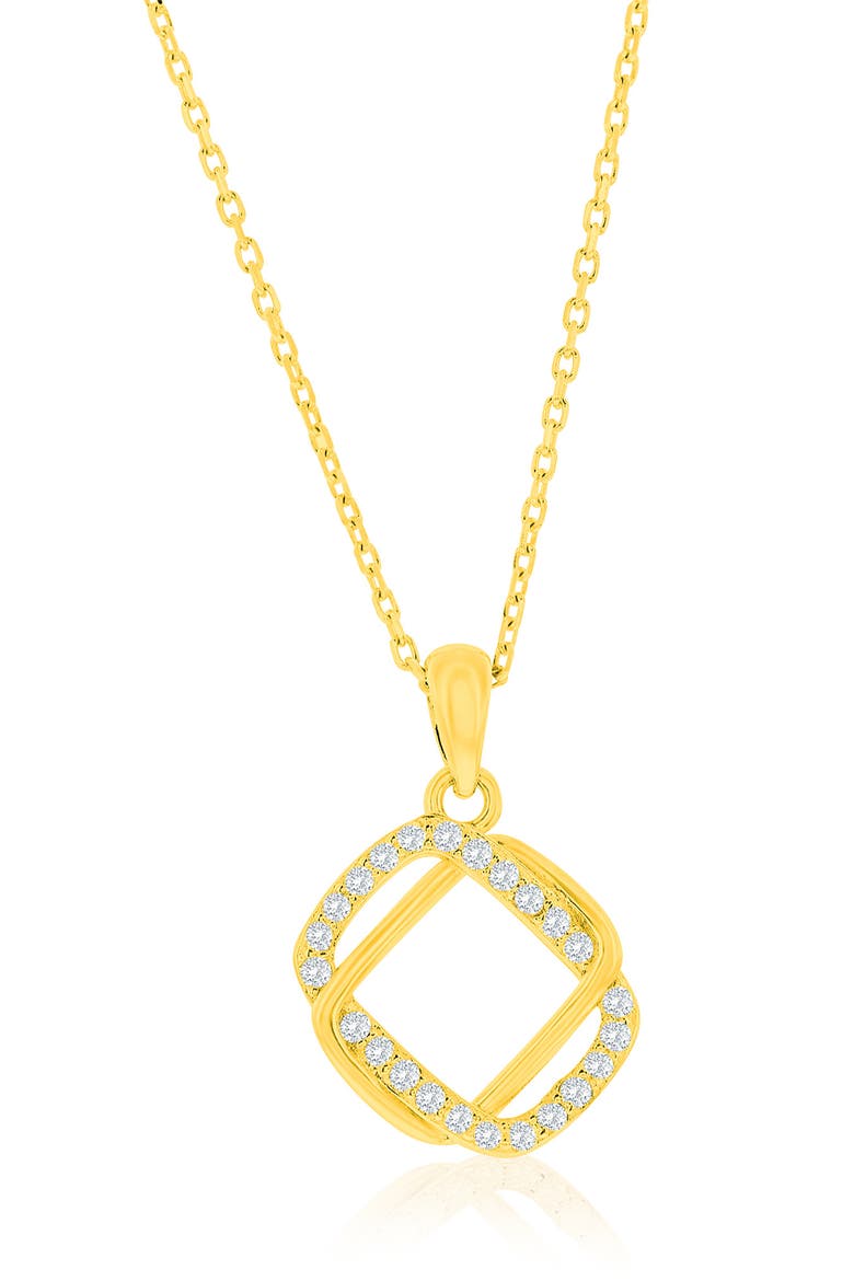 Cubic Zirconia Interlocking Rectangle Stud Earrings & Pendant Necklace Set, Alternate, color, GOLD
