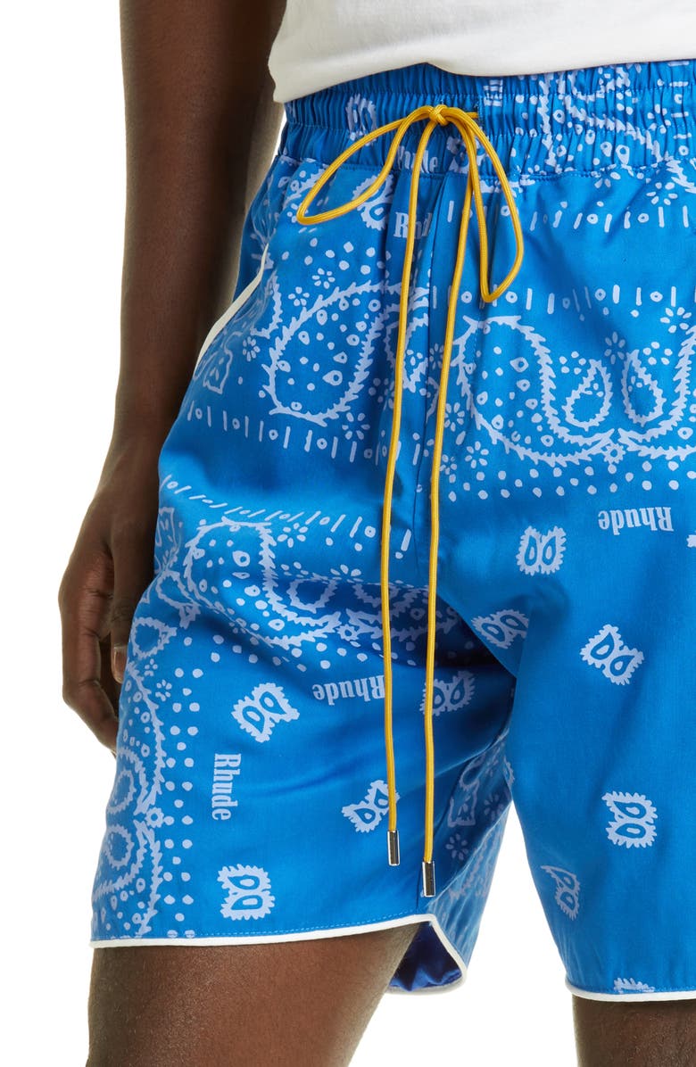 Rhude Bandana Print Lyocell Track Shorts, Alternate, color, 