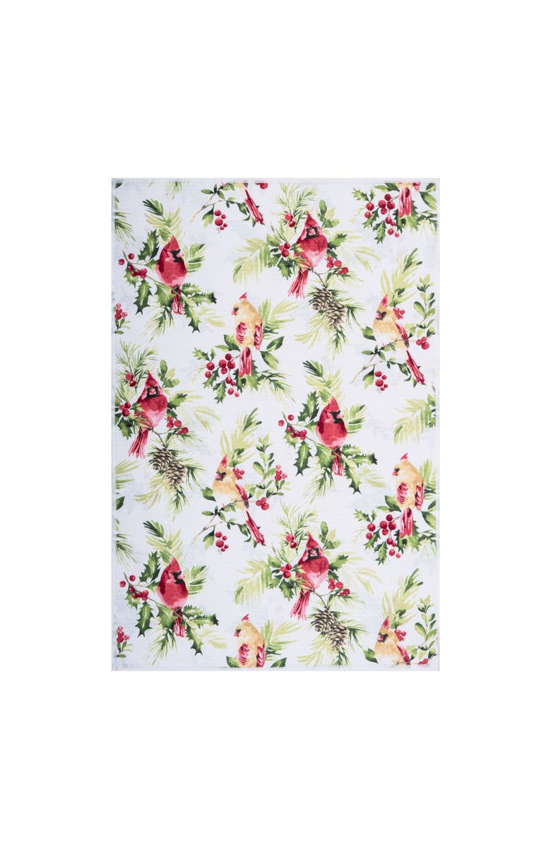 C&F Home Red Cardinals on Berry Branches Christmas Dishtowel, Alternate, color, Green