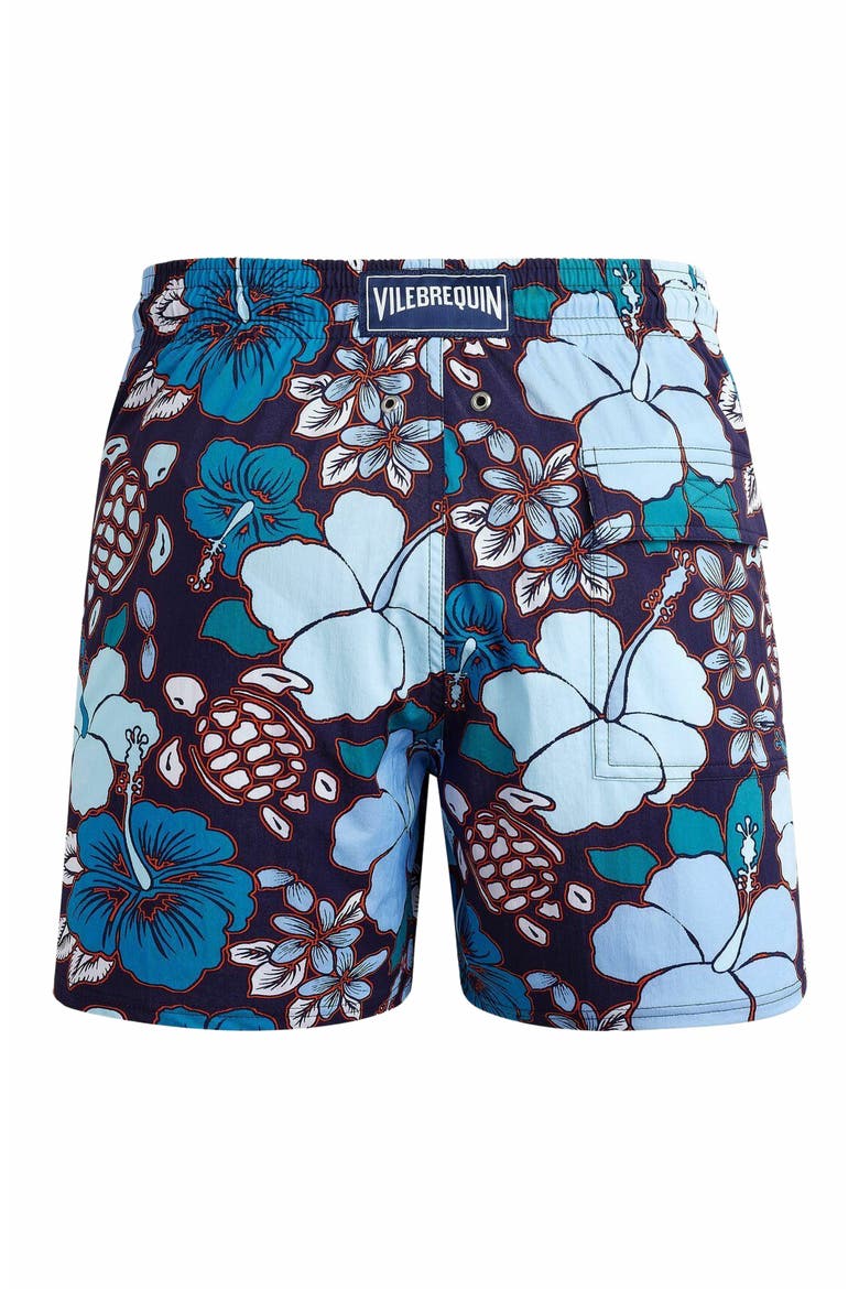 Men's Tropical Turtles Stretch Swim Trunks, Alternate, color, MINUIT