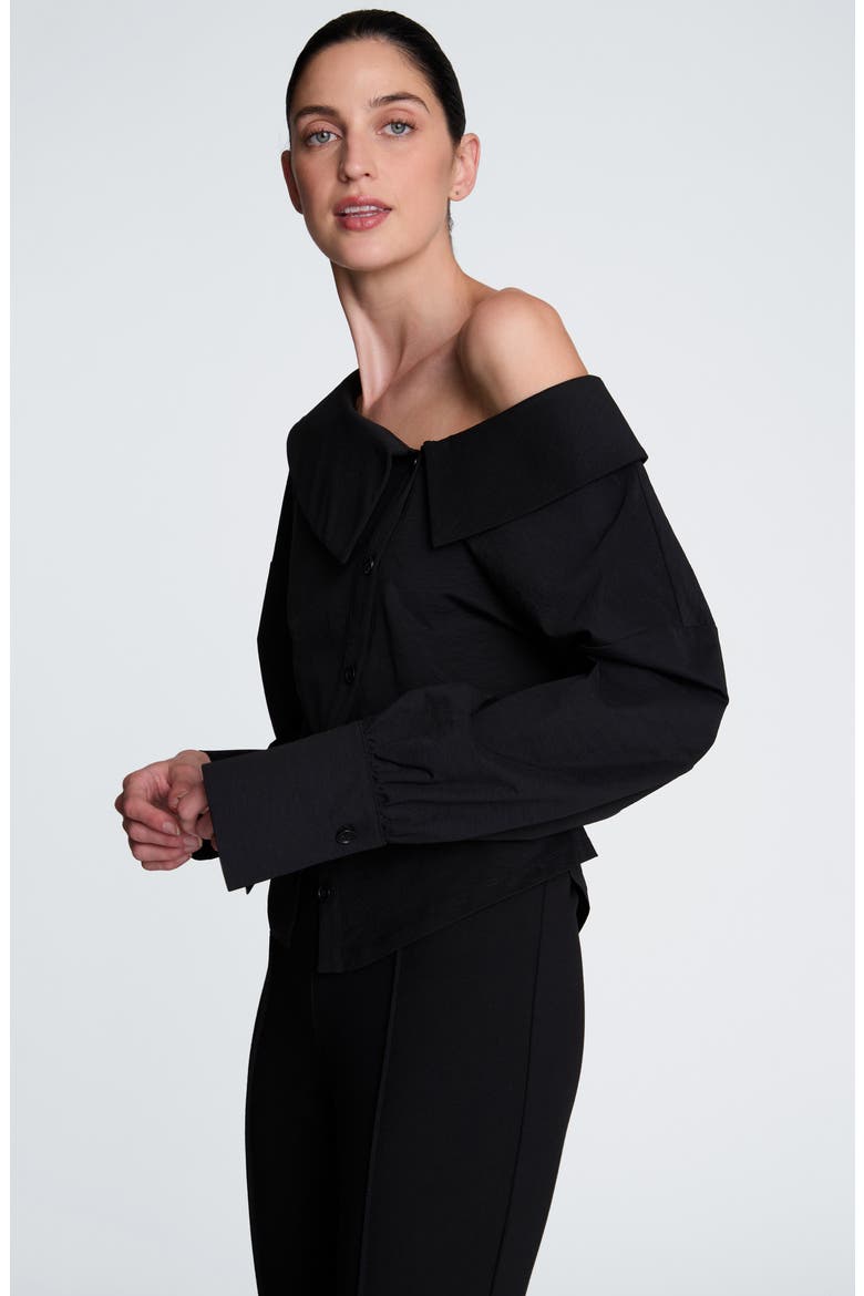 Asymmetric Button Down Shirt, Alternate, color, BLACK