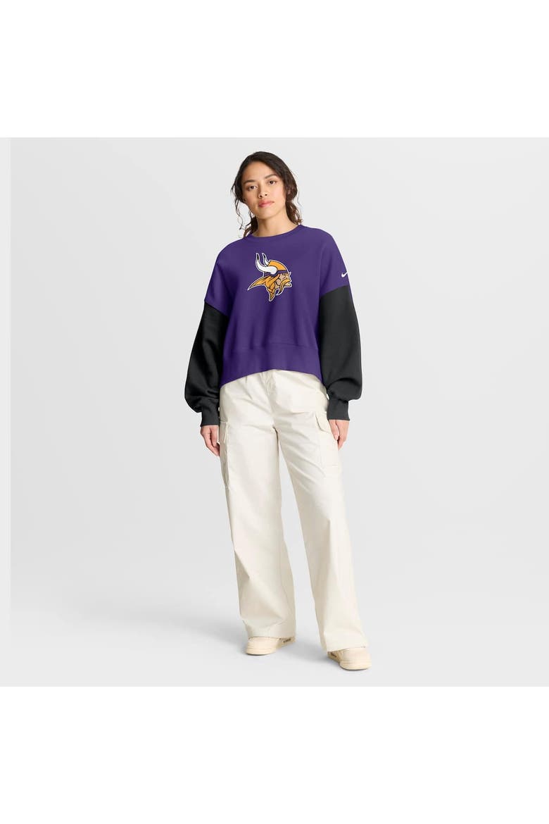Women's Nike Purple Minnesota Vikings Oversized Color-Block Pullover Sweatshirt, Alternate, color, Purple