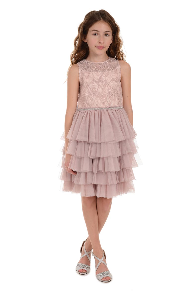 Beaded Tulle Party Dress, Alternate, color, BLUSH