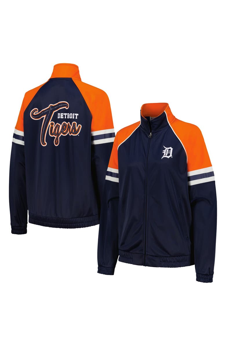 G-III 4HER BY CARL BANKS Women's G-III 4Her by Carl Banks Navy Detroit Tigers First Place Raglan Full-Zip Track Jacket, Main, color, 
