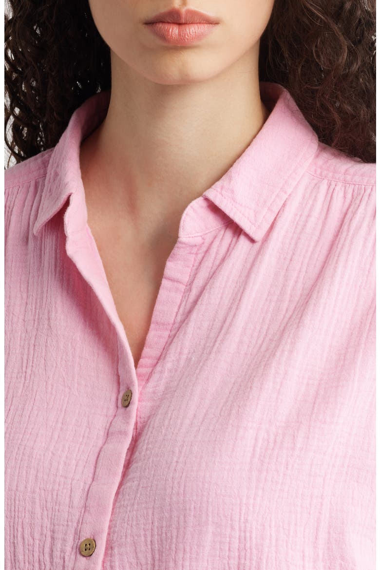 Rowan Cotton Button-Up Shirt, Alternate, color, WILD ROSE WASH