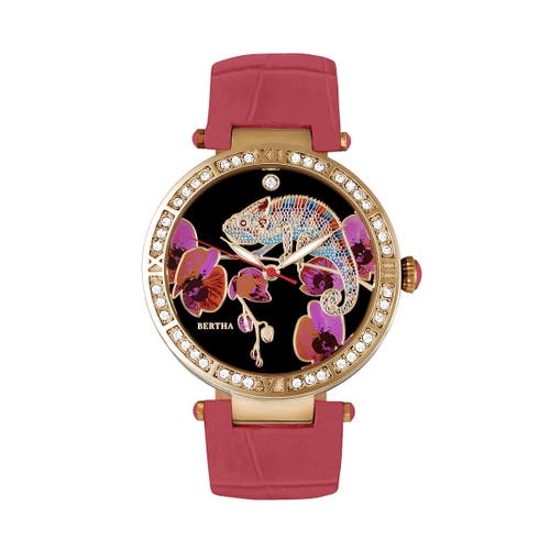 Bertha Quartz Camilla Collection Coral Leather Watch 38mm In Coral