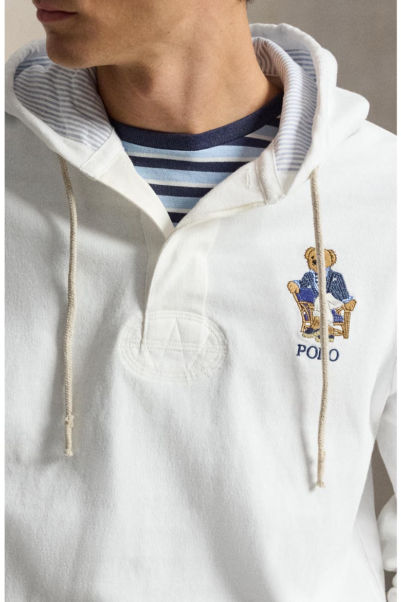 Polo Bear Hooded Rugby Pullover, Alternate, color, NEWPORT BEAR-WHITE