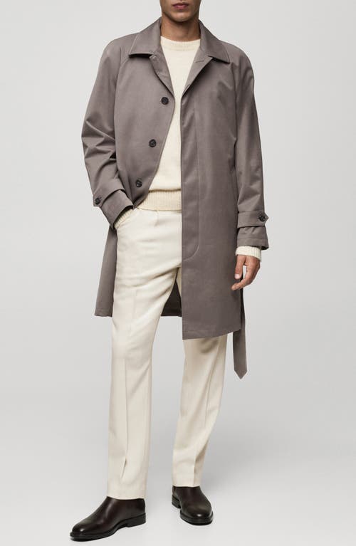 Mango Belted Trench Coat In Medium Brown