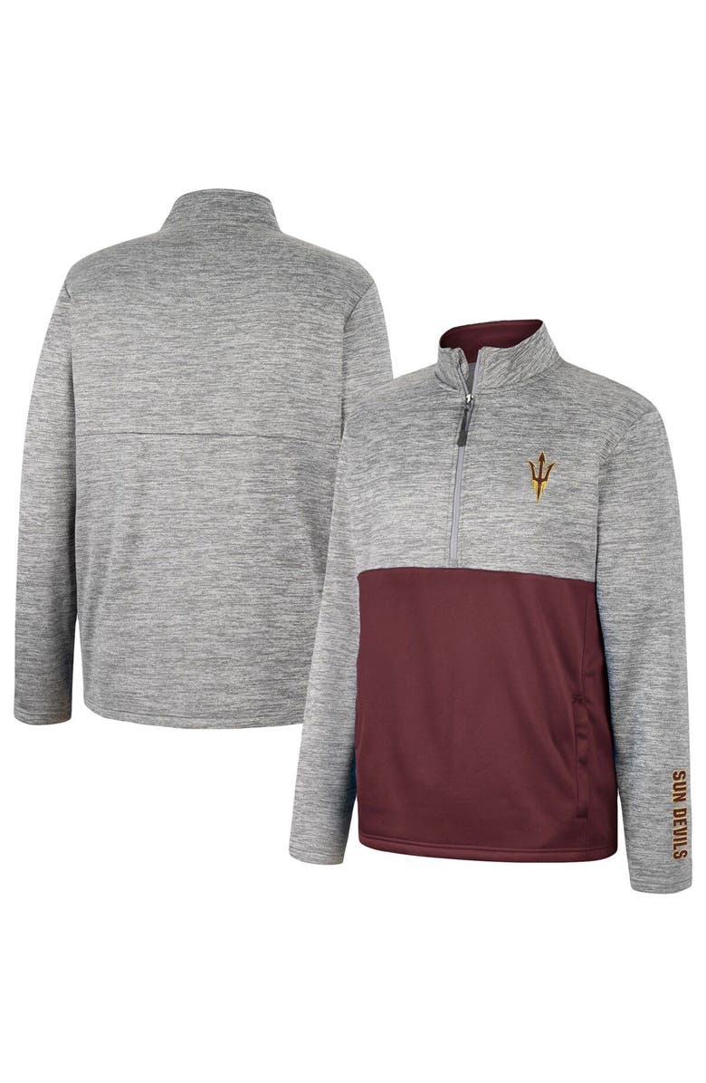 COLOSSEUM Men's Colosseum Gray Arizona State Sun Devils John Half-Zip Jacket, Main, color, Heather Gray