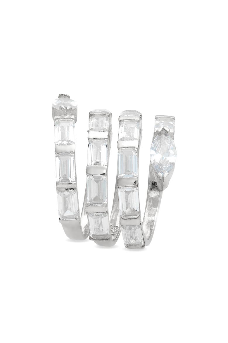 Cubic Zirconia Swirl Bypass Ring, Alternate, color, SILVER/ WHITE