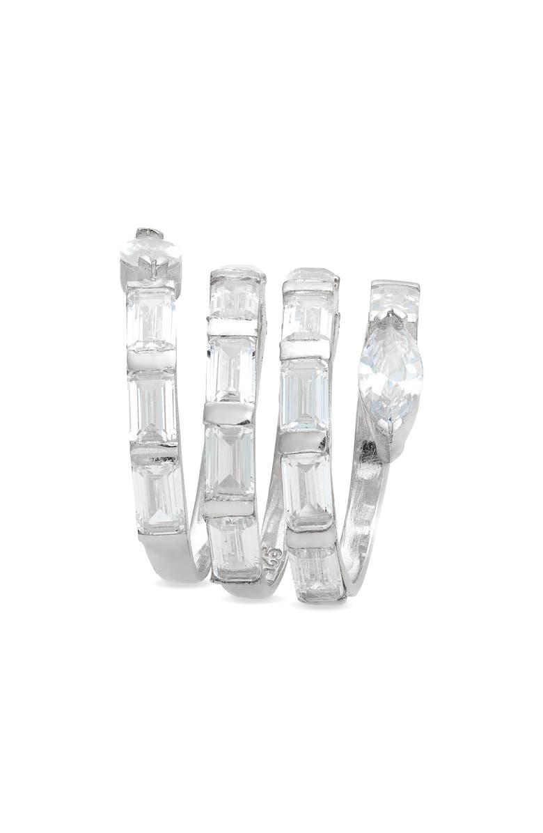 SHYMI Cubic Zirconia Swirl Bypass Ring, Alternate, color, Silver/ White