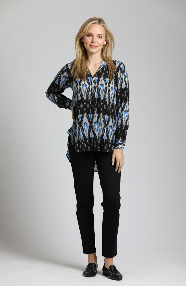 APNY Ikat Print Tunic Top, Alternate, color, Black Multi