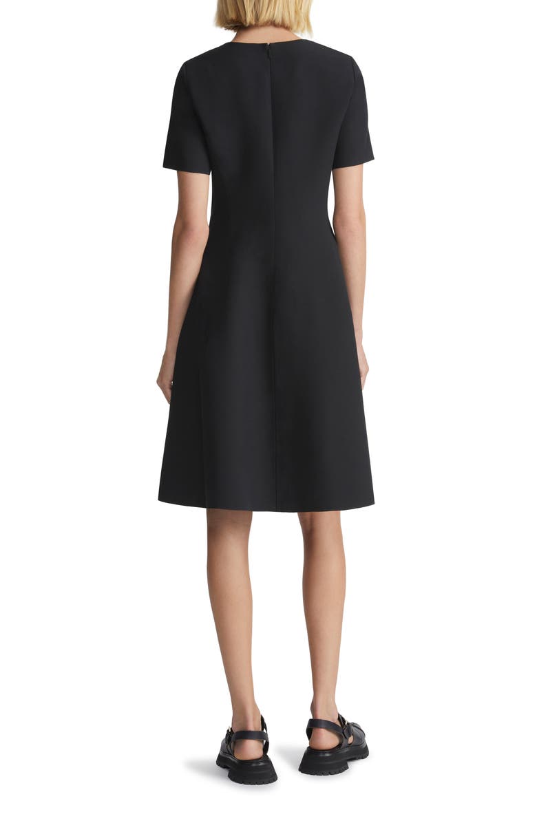 Lafayette 148 New York Short Sleeve Wool Blend Fit & Flare Dress, Alternate, color, Black