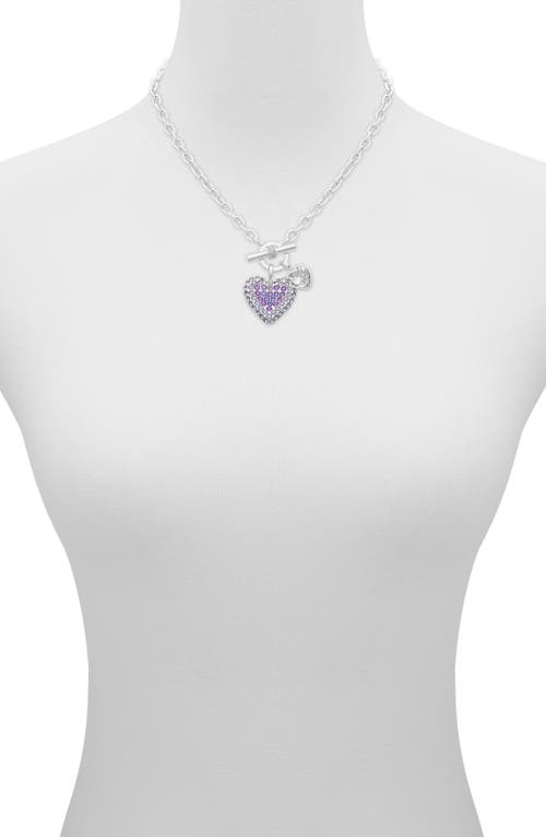 Guess Crystal Heart Toggle Necklace In Silver
