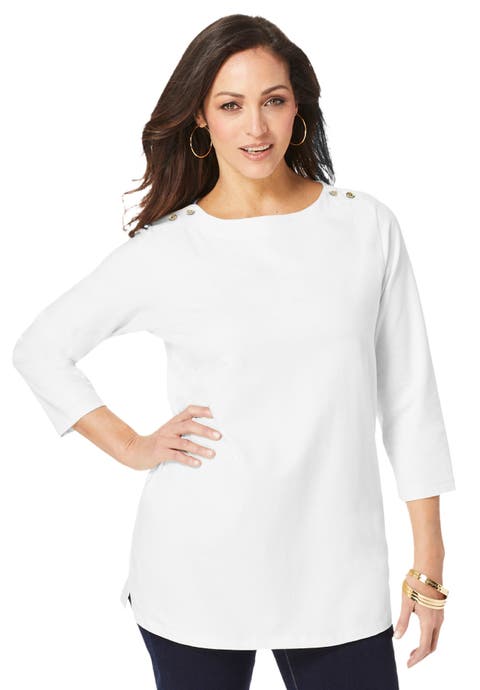 Stretch Cotton Boatneck Tunic