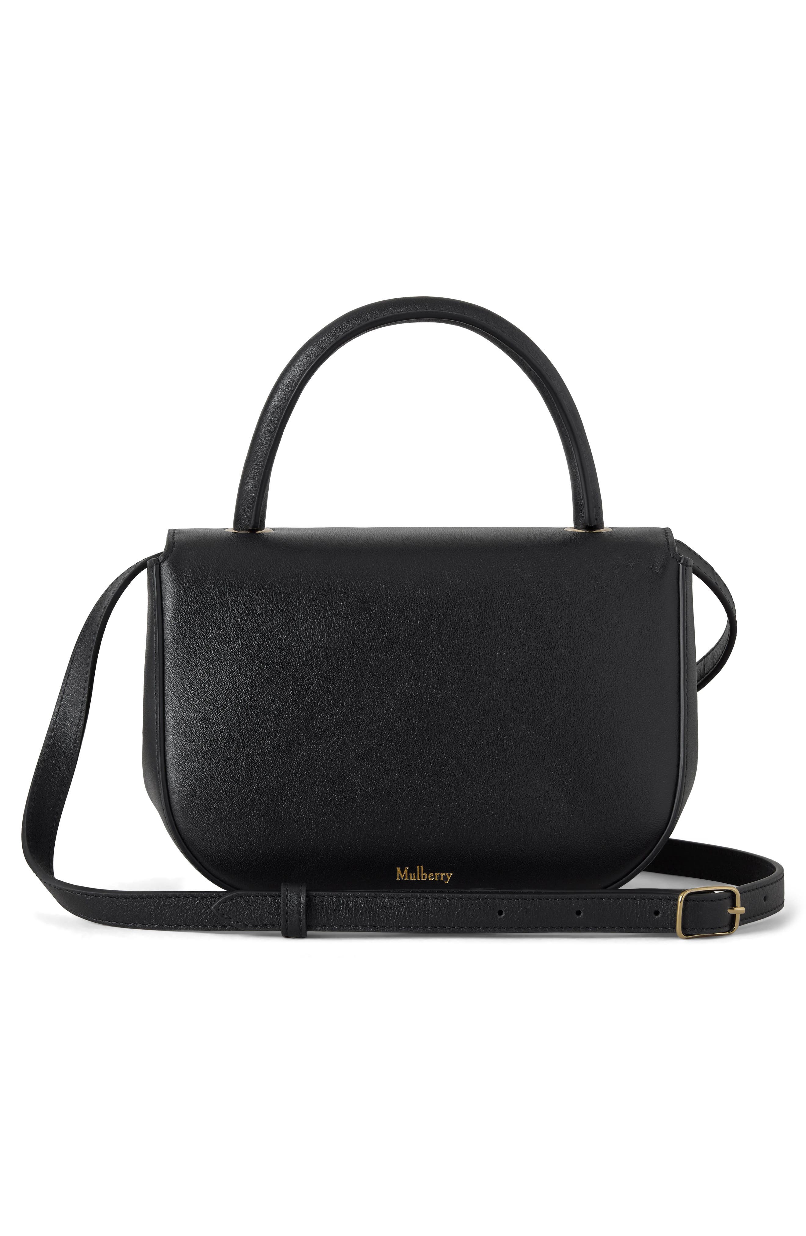 Mulberry Small Amberley Leather Top Handle Bag, Alternate, color, Black
