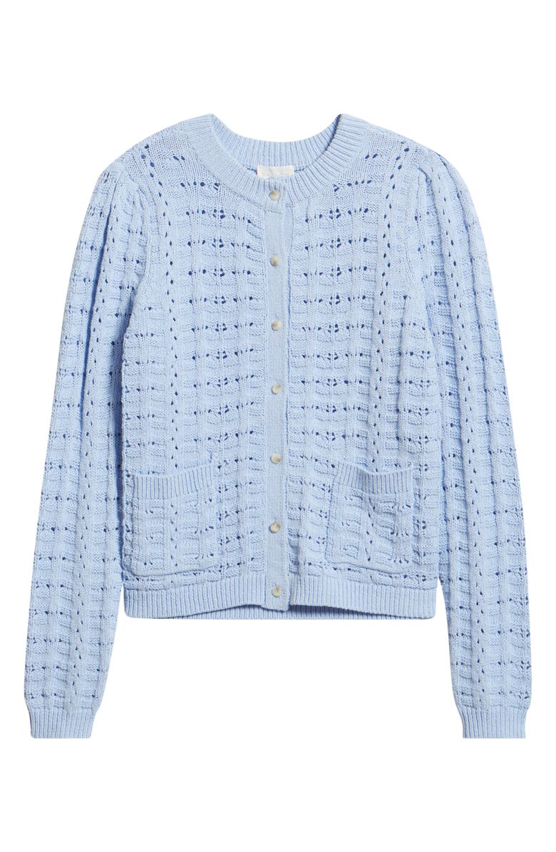 Caslon<sup>®</sup> Pointelle Stitch Cotton Cardigan, Main, color, Blue Windsurfer