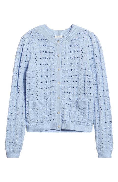 Pointelle Stitch Cotton Cardigan