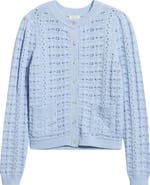 Caslon® Pointelle Stitch Cotton Cardigan