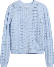 Caslon® Pointelle Stitch Cotton Cardigan