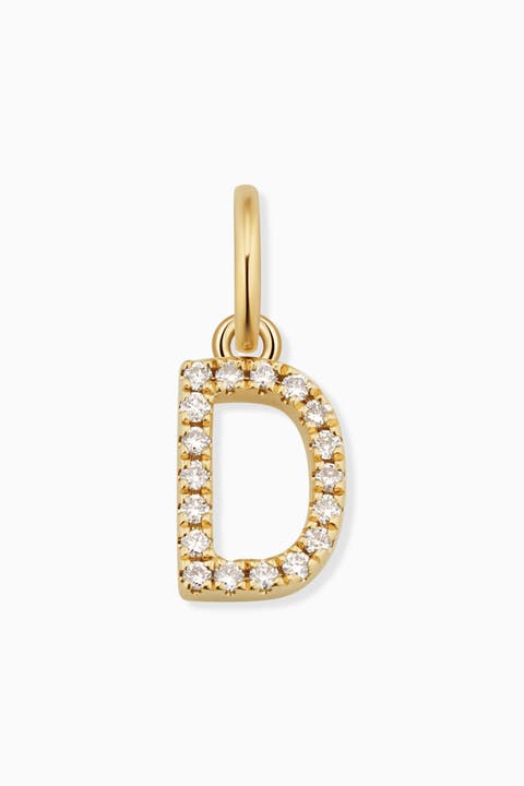 14K Gold My Letter Diamond Pendant Charm