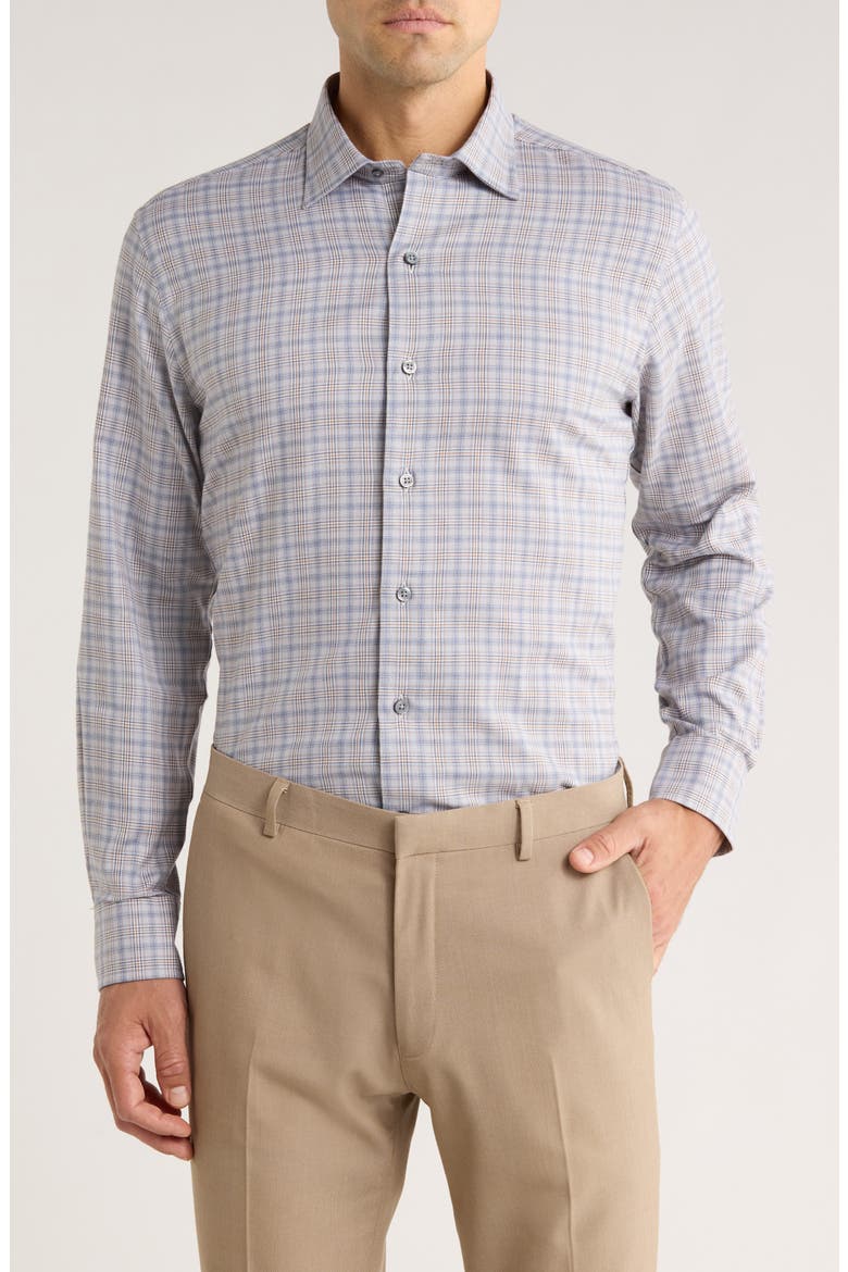 Twill Check Print Sport Shirt, Main, color, CHARCOAL/ MULTI