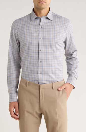David Donahue Twill Check Print Sport Shirt