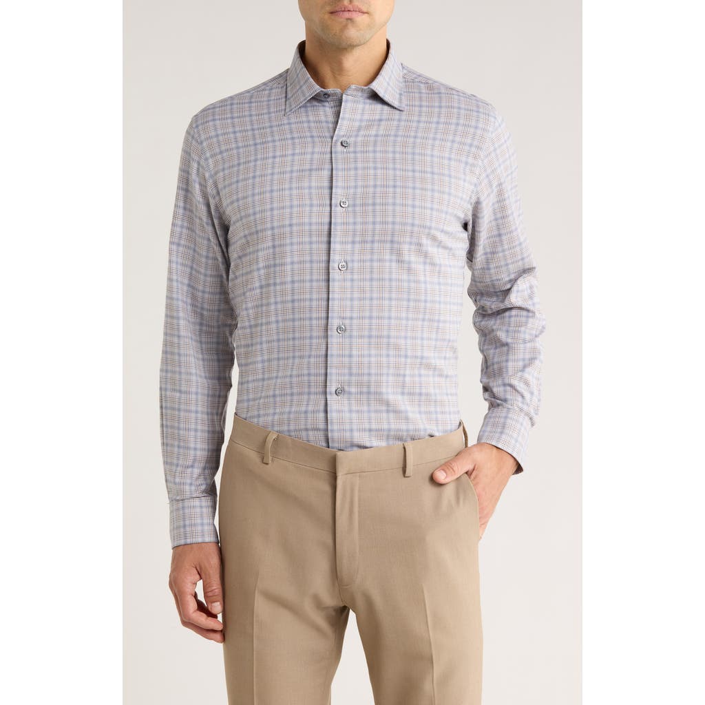 David Donahue Twill Check Print Sport Shirt In Multi
