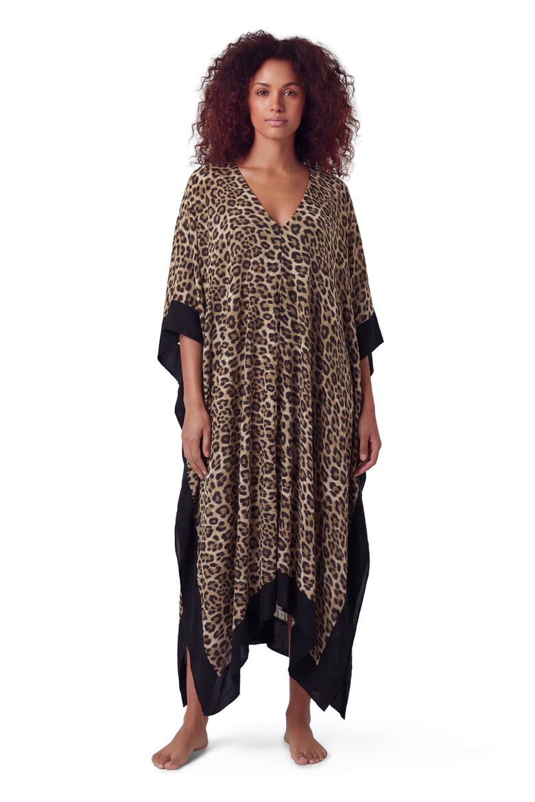 Leopard Womens Kaftan, Main, color, LEOPARD BROWN